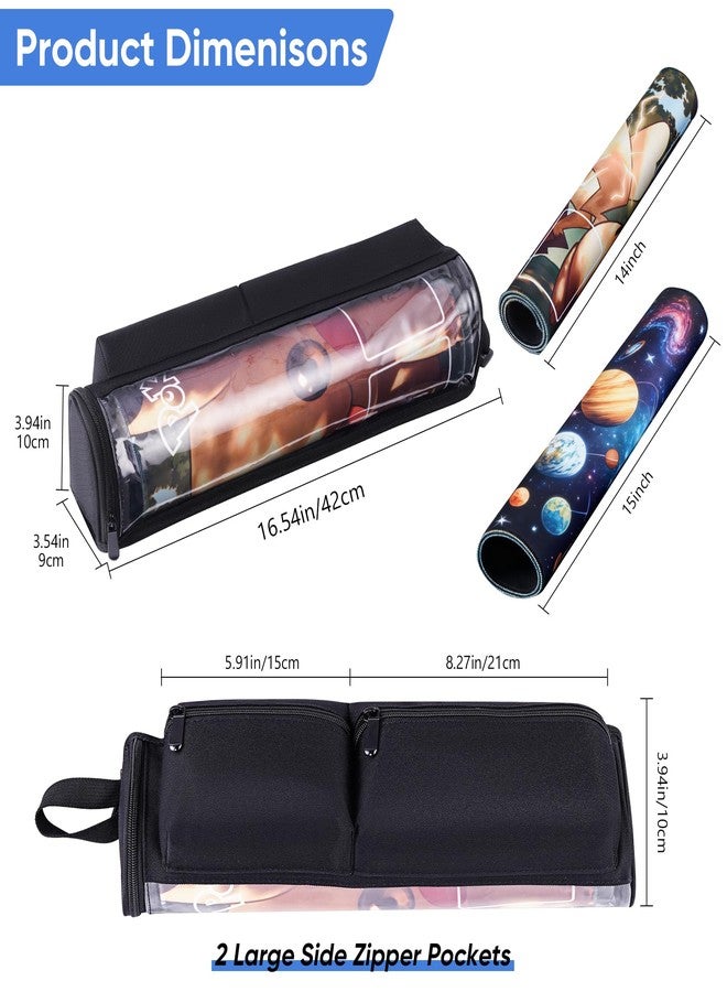 Speqerk Playmat Tube Fits 14'' or 15'' 1 pcs Playmats, Playmat Case Compatible with TCG/MTG Playmats, Playmat Storage Bag Equipped with SeeThrough Window, 2 Zipper Pockets and Adjustable Shoulder Strap - Image 3